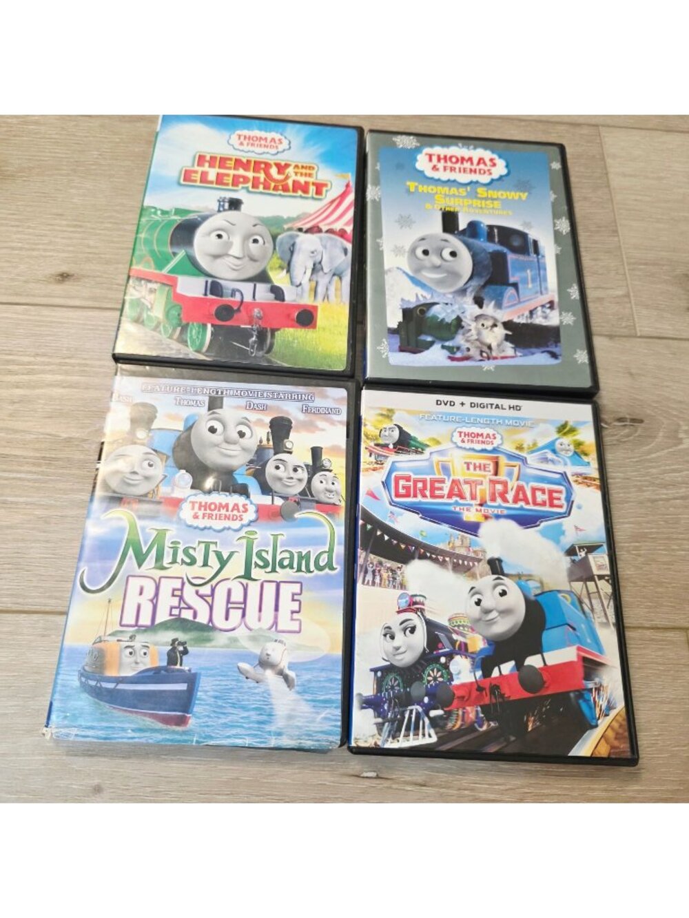 4 Thomas Train Great Race Snowy Surprise Misty Island Rescue Henry Elephant DVD